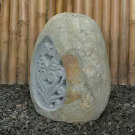 Artikelbild 2 des Artikels “Gartenlaterne aus Flussstein, geschlitzt (Motiv), ca. 35 cm “